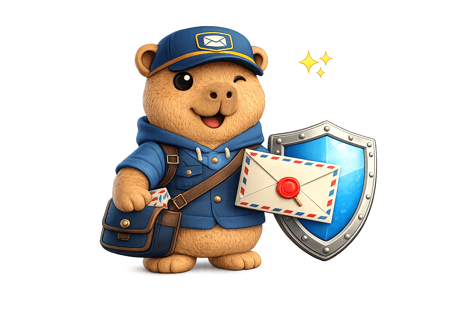 CreativeCapy mascot with mail